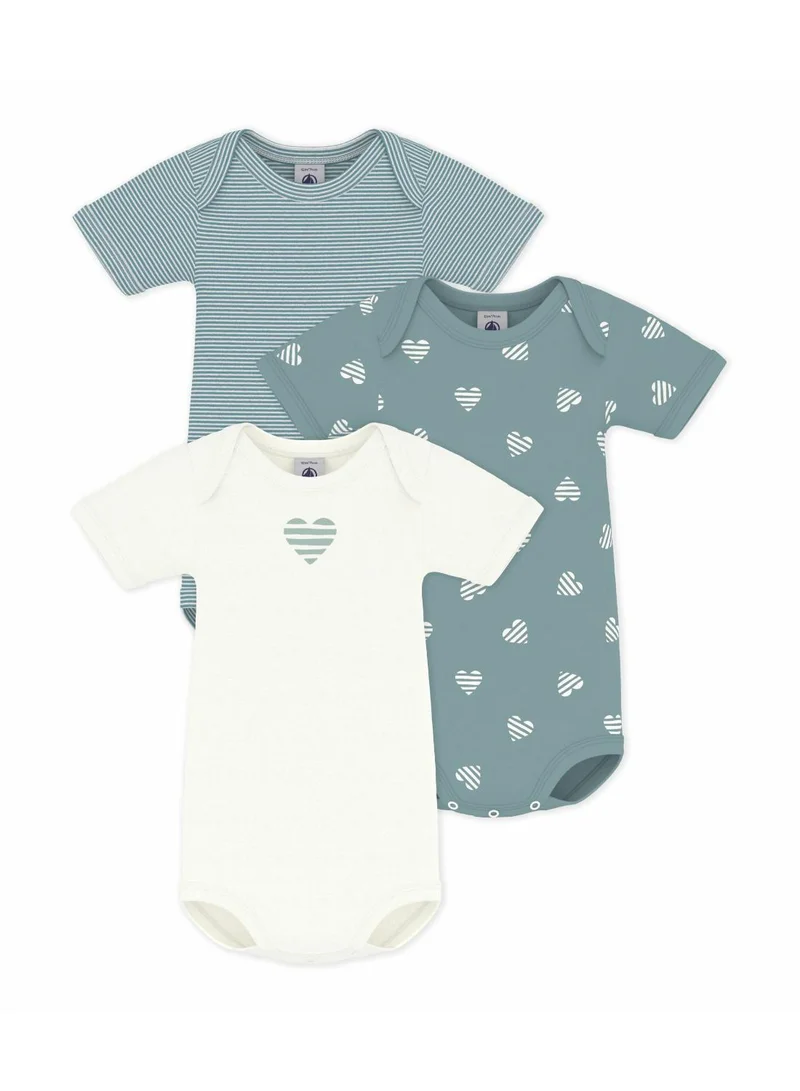 بيتي باتو Pack of babies' short-sleeved heart print cotton bodies